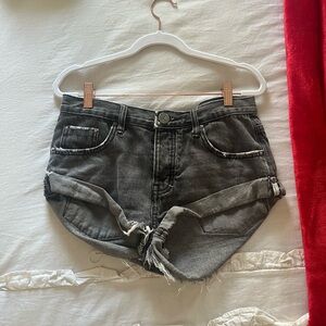 Women's Distressed Denim Shorts - Gray